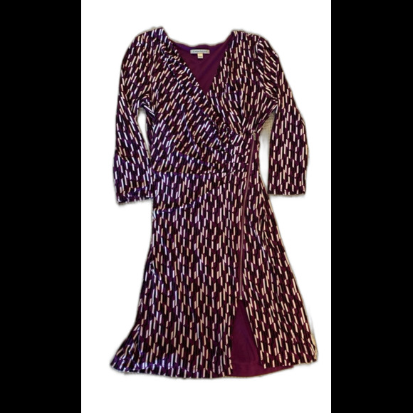 41 Hawthorn Dress Plum Purple Pattern Size large Wrap Style w/ Stylish Zipper - Picture 1 of 12